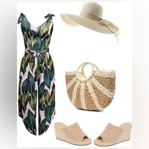 NWT Tropical Chiffon Jumpsuit